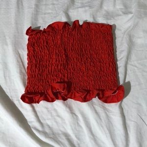 Small red ruffled tube top
